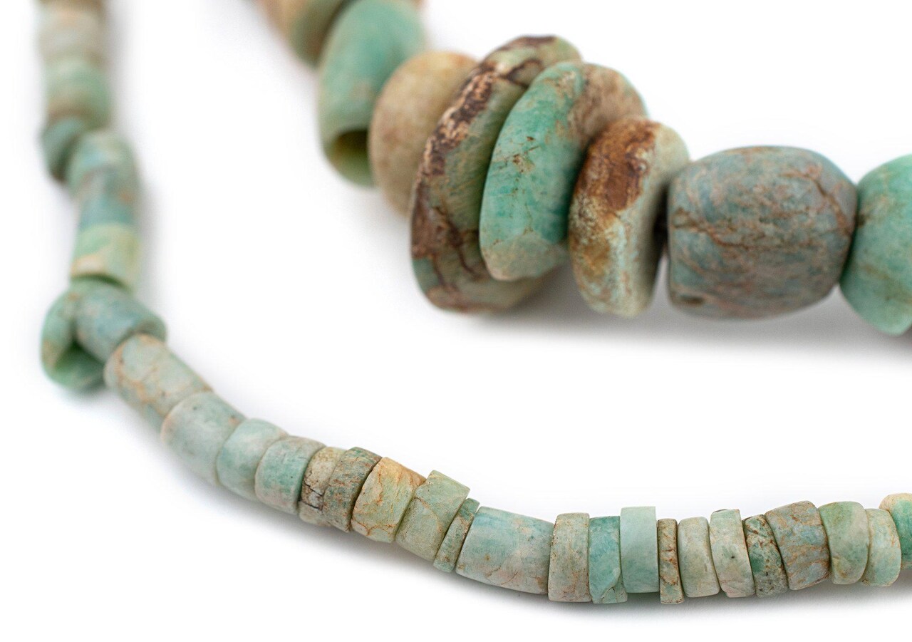 The Bead Chest Ancient Amazonite African Stone Beads #8626 15mm Mali Green Cylinder Gemstone Large Hole 36 Inch Strand Handmade